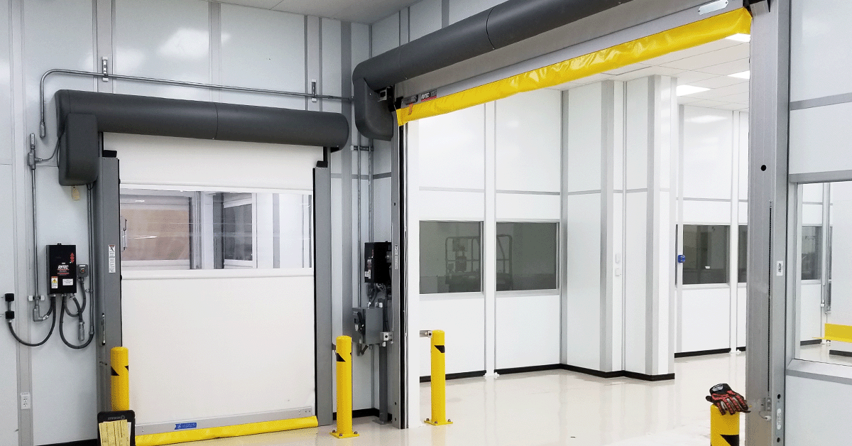 Cleanroom with multiple roll up doors for industrial equipment