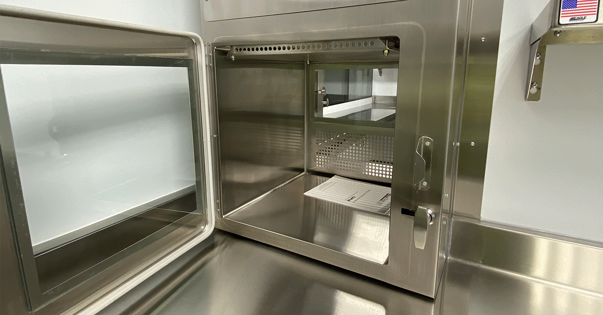 Pass-Through on top of a table inside of a cleanroom