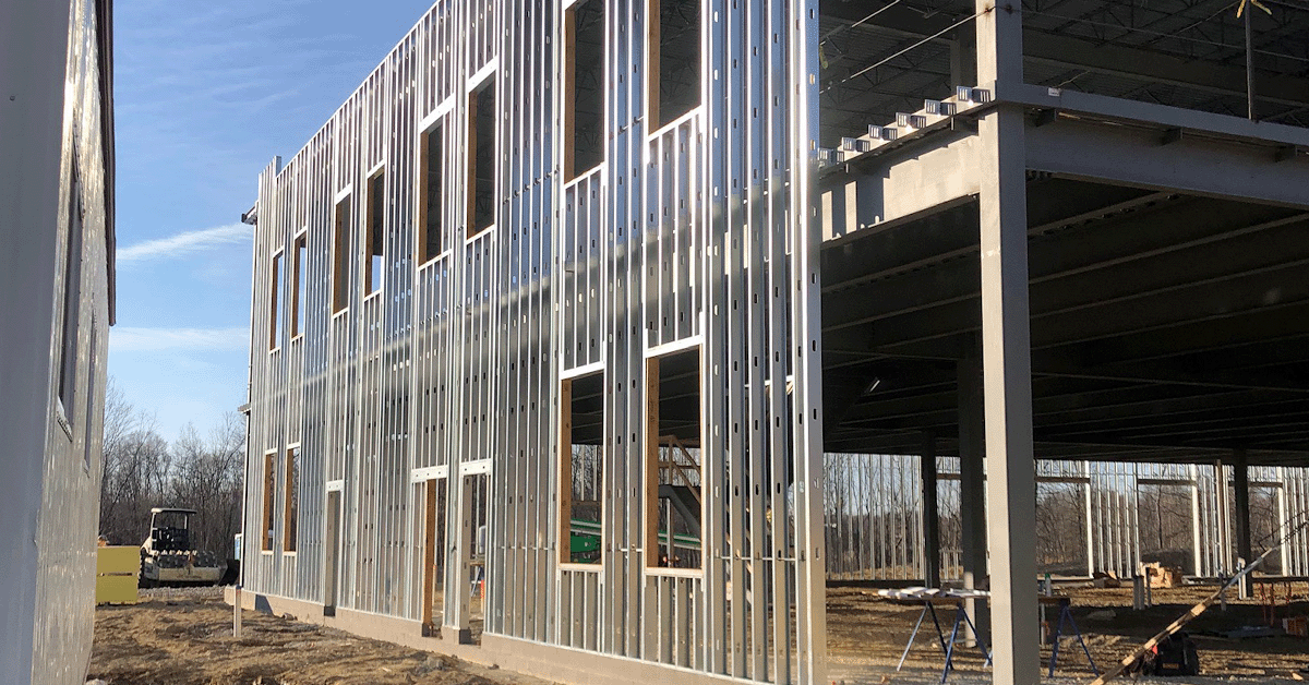 Building that uses metal stud framing