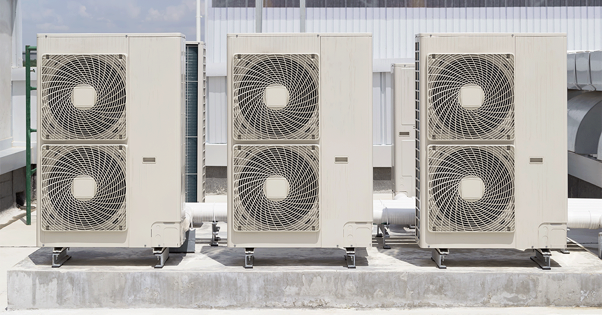 HVAC unit on top of a commercial manufacturing plant