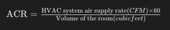 Formula to calculate Air change rates