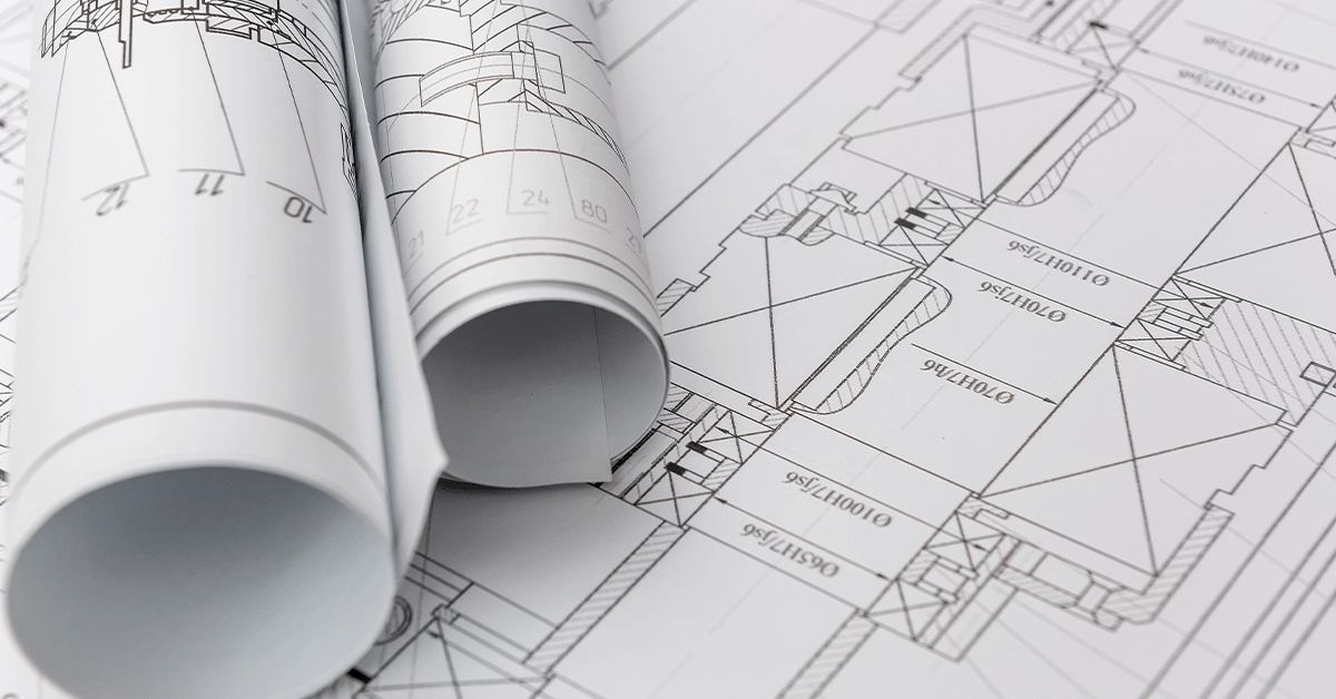 Blueprints used for mechanical system design